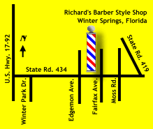 Map of Richard's Barber Style Shop in Winter Springs, Florida